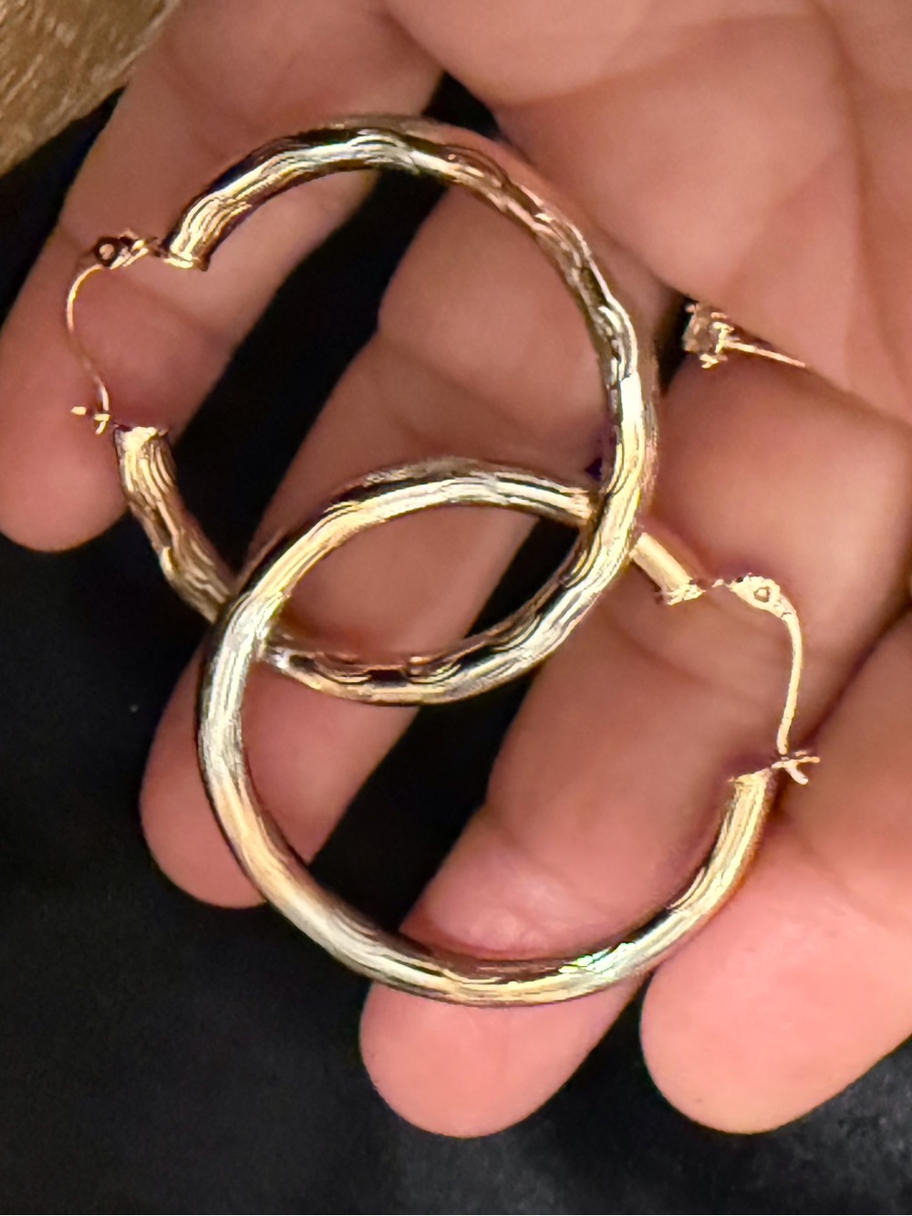 Gold and Silver Textured Hoop Earrings - Women Jewelry